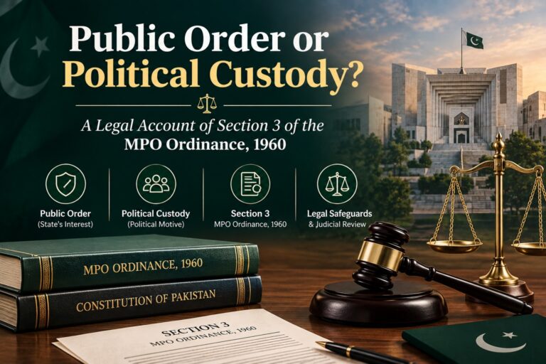 Public Order or Political Custody? A Legal Account of Section 3 of the MPO Ordinance, 1960